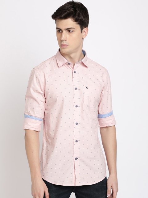 

TED HARBOR Men Pink & Blue Slim Fit Printed Casual Shirt