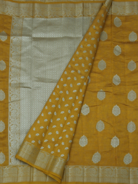

Pothys Mustard Yellow Woven Design Jute Silk Saree