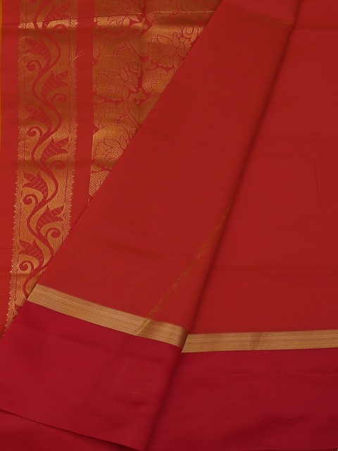 

Pothys Mustard Yellow & Pink Silk Cotton Woven Design Saree