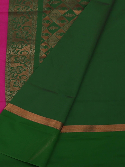 

Pothys Pink & Green Silk Cotton Woven Design Saree