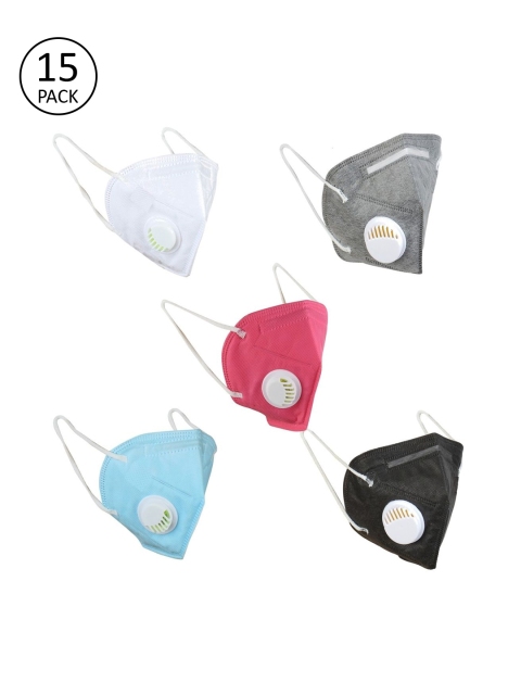 

OOMPH Unisex 15 Pcs Anti-Pollution 5-Layer Reusable Valved KN95 Masks, White