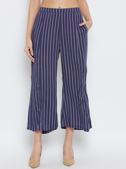 

HERS Women Navy Blue & White Smart Regular Fit Striped Culottes