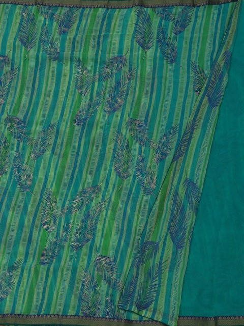 

Pothys Green Printed Poly Georgette Saree