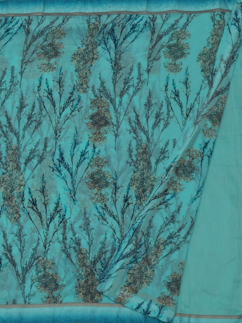 

Pothys Blue & Brown Poly Georgette Printed Saree