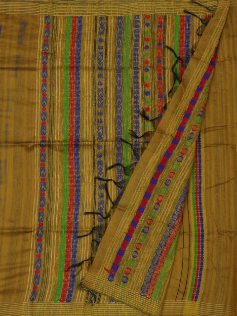 

Pothys Mustard Striped Jute Silk Saree