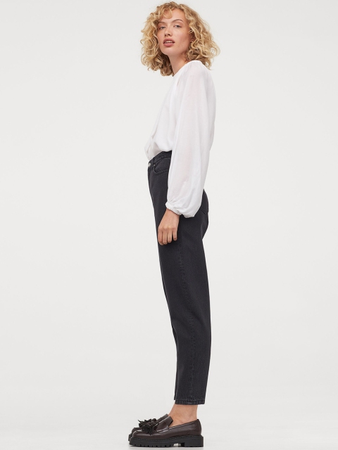 H&M Women Black Loose-fit Ultra High Jeans