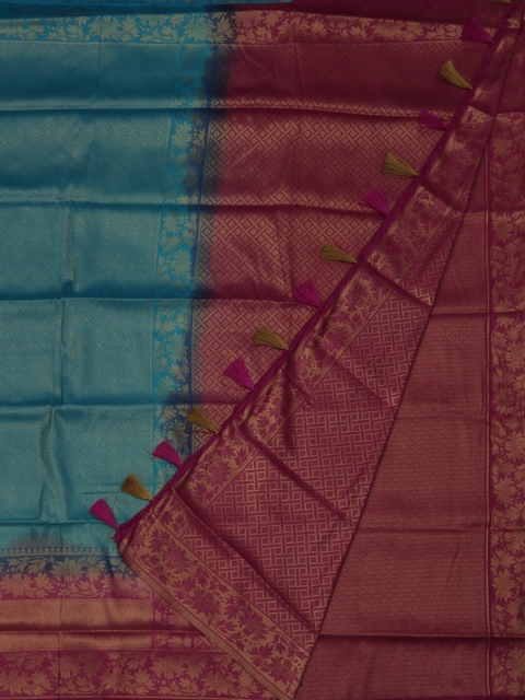 

Pothys Blue & Maroon Jute Silk Woven Design Saree