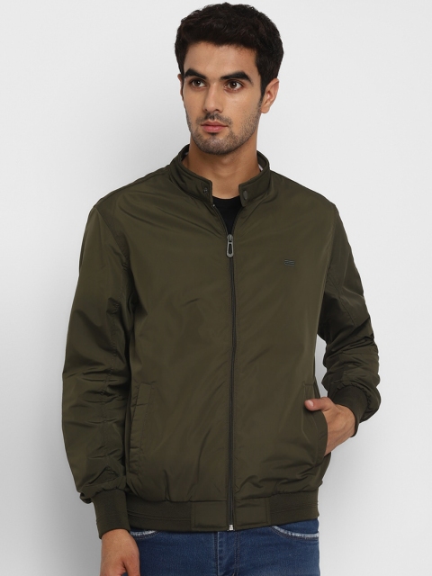 

METTLE Men Olive Green Solid Bomber