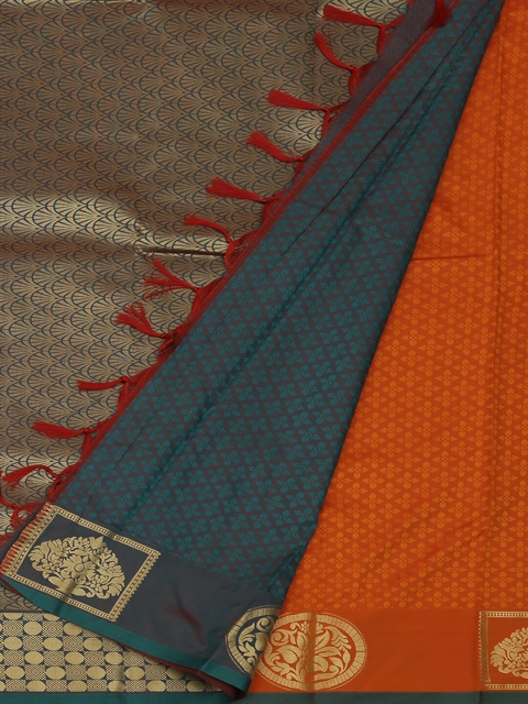 

Pothys Orange & Green Art Silk Woven Design Saree