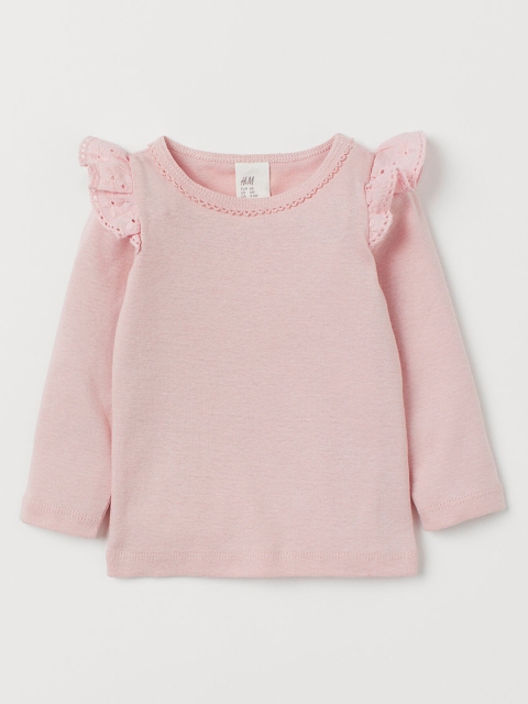 

H&M Girls Pink Flounce-Trimmed Top