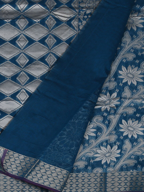

Pothys Blue & White Silk Cotton Printed Saree