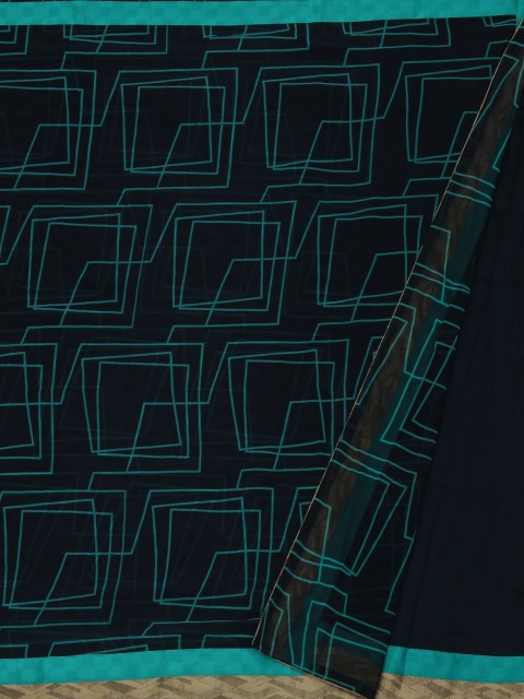 

Pothys Navy Blue Printed Poly Georgette Saree