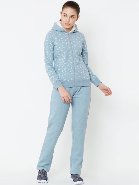 

Sweet Dreams Women Blue & White Printed Loungewear Tracksuit