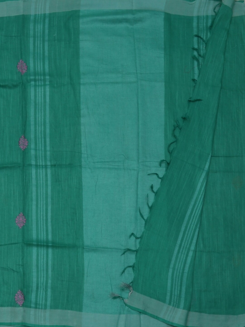 

Pothys Green Embroidered Linen Blend Saree