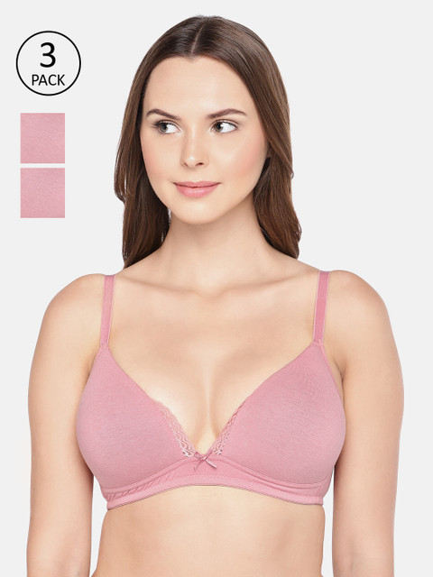 

Inner Sense Pack Of 3 Solid Non-Wired Lightly Padded Organic Cotton T-shirt Sustainable Bra ISB042, Mauve