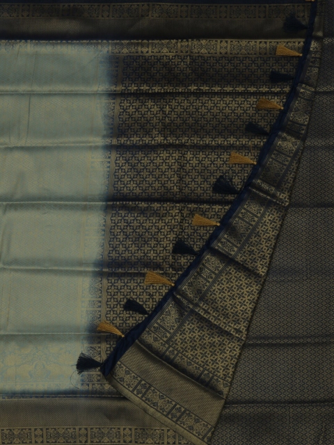 

Pothys Grey & Navy Blue Jute Silk Woven Design Saree