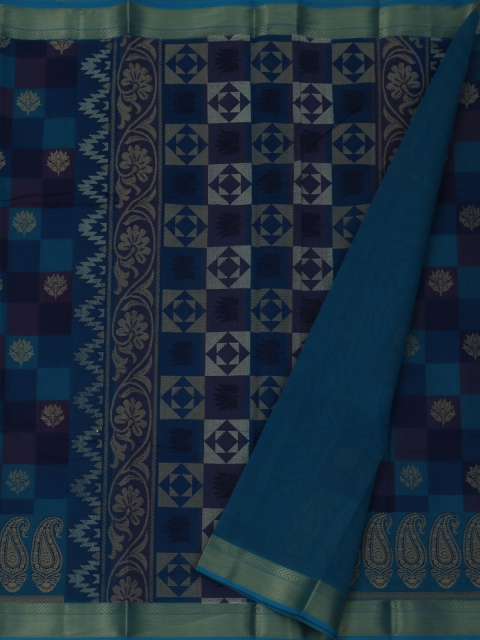 

Pothys Blue Woven Design Cotton Blend Saree
