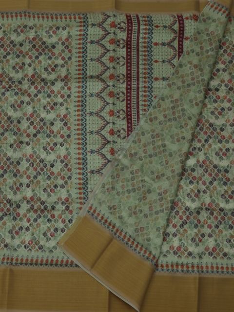 

Pothys Green Printed Jute Silk Saree