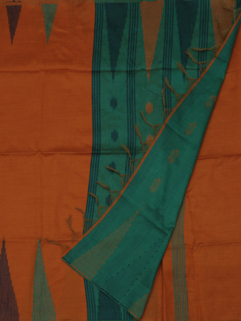 

Pothys Orange Printed Jute Silk Saree