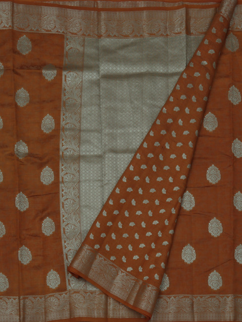 

Pothys Rust-Coloured Woven Design Jute Silk Saree