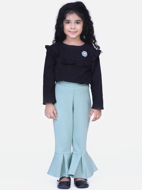 

AWW HUNNIE Girls Navy Blue & Blue Solid Top with Trousers