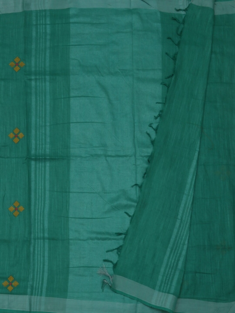 

Pothys Green Embroidered Linen Blend Saree