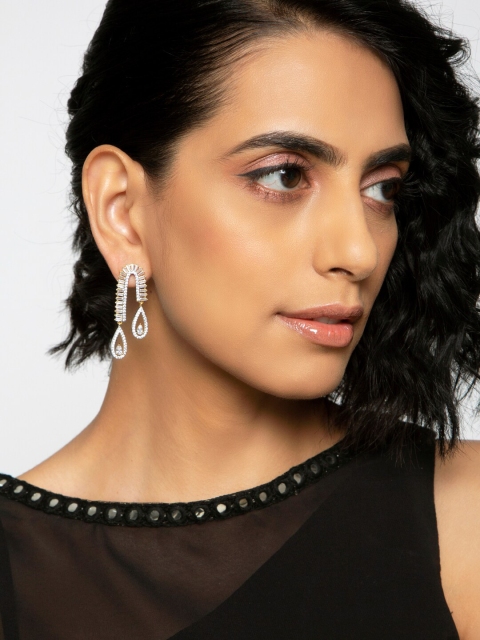 

INDYA Gold-Plated Teardrop Shaped Drop Earrings