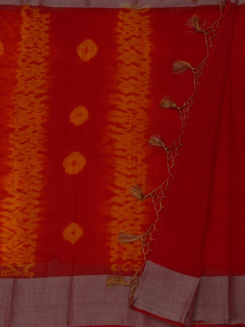 

Pothys Red Dyed Linen Blend Saree