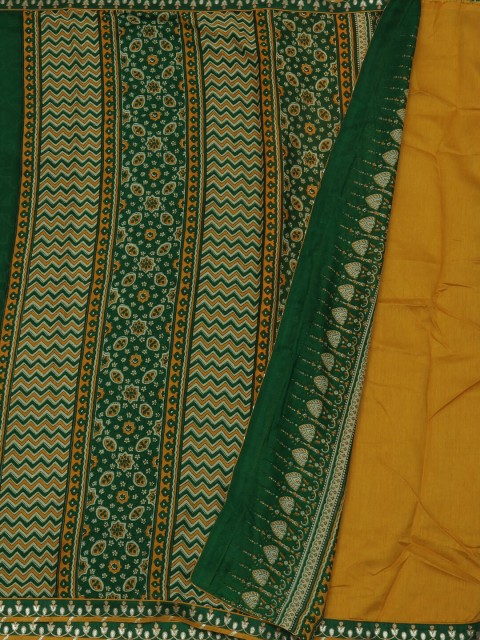 

Pothys Green & Mustard Yellow Poly Georgette Printed Saree
