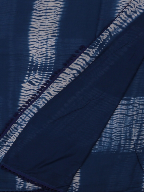 

Pothys Navy Blue & White Pure Cotton Dyed Saree