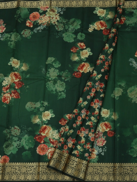 

Pothys Green Printed Jute Silk Saree