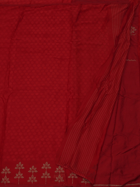 

Pothys Red Solid Poly Georgette Saree