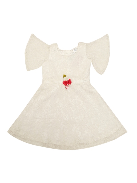 

Doodle Girls Cream-Coloured Self Design Fit and Flare Dress