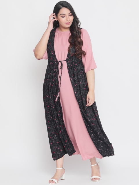 

Amydus Women Black Printed Maxi Dress with Shrug