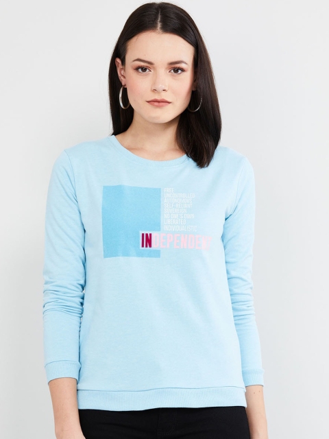 

max Women Blue Striped Sweatshirt