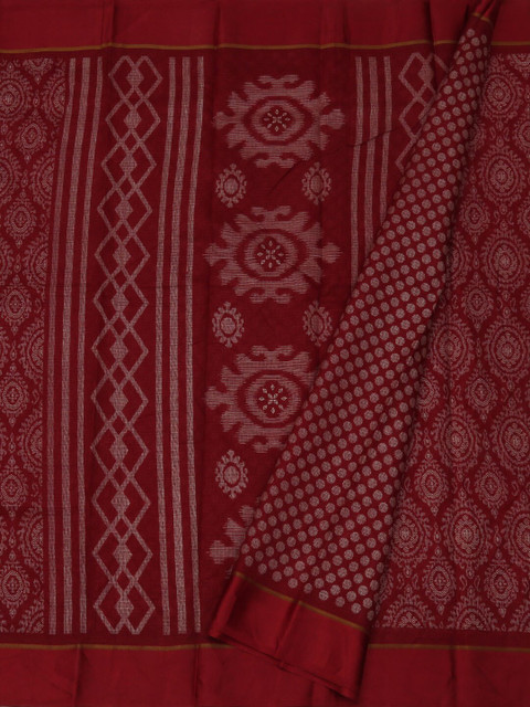 

Pothys Maroon & Off-White Linen Blend Woven Design Saree