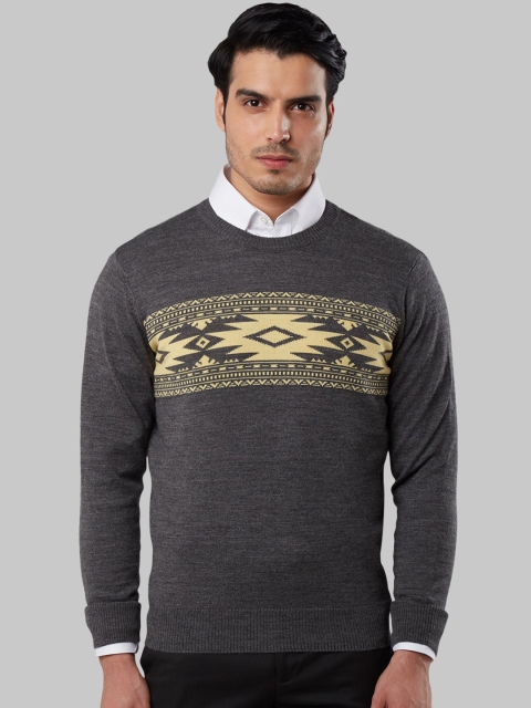 

Raymond Men Grey Colourblocked Pullover Sweater