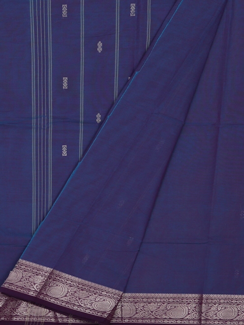 

Pothys Blue & Silver-Toned Pure Cotton Woven Design Saree