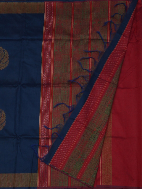 

Pothys Navy Blue & Red Jute Silk Woven Design Saree