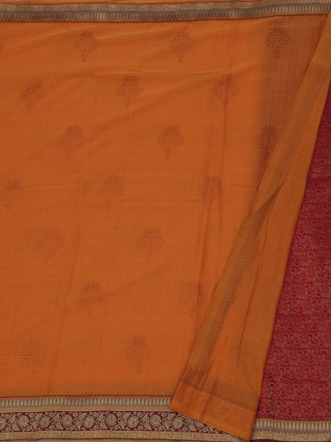 

Pothys Orange Woven Design Poly Georgette Saree