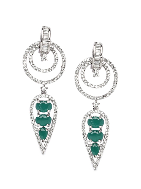 

INDYA Green Leaf Shaped Drop Earrings