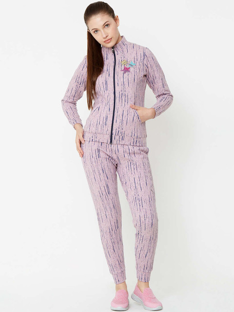 

Sweet Dreams Women Pink & Navy Blue Printed Tracksuit