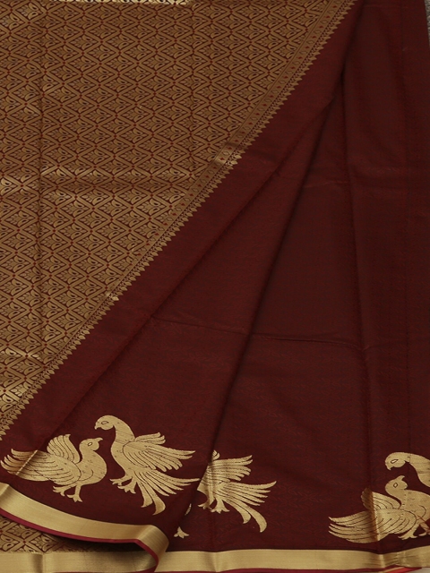 

Pothys Mustard Solid Art Silk Saree