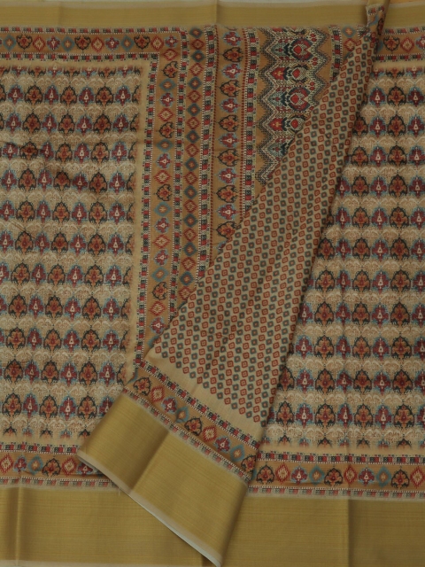 

Pothys Beige & Maroon Jute Silk Printed Saree