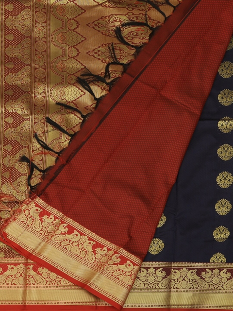 

Pothys Navy Blue & Gold-Toned Art Silk Woven Design Saree