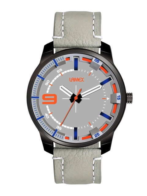 

LAMEX Men Grey Analogue Leather Watch 10647-PHONIXDLX-BLK-GRY
