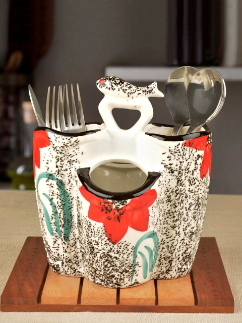 

StyleMyWay Brown & Red Hand Painted Ceramic Cutlery Holder