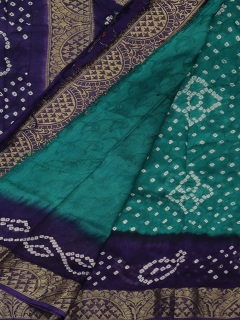 

Pothys Green & Navy Blue Art Silk Printed Saree