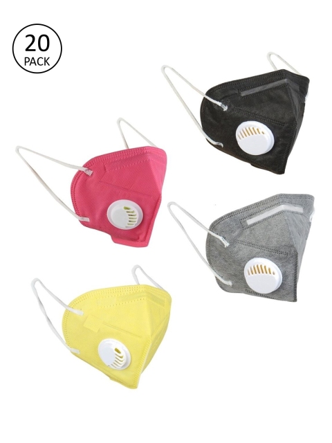 

Unisex Pack of 20 Multicoloured 5-Ply Reusable Anti-Pollution Masks, Multi