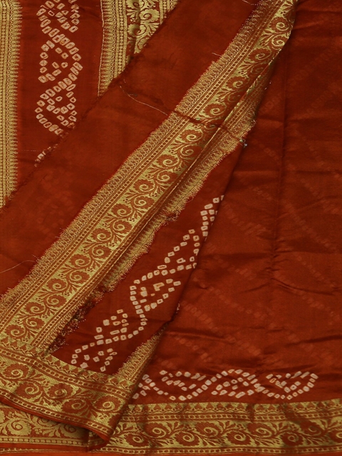 

Pothys Rust & Off-White Art Silk Printed Bandhani Saree
